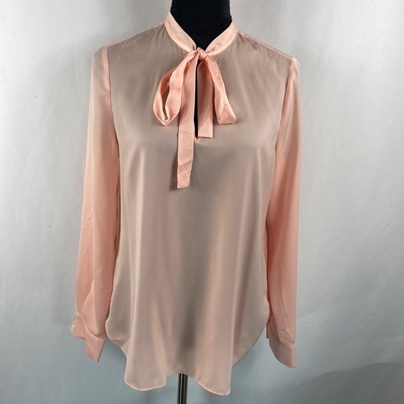 J. Crew Tops - J. Crew Blush Pink Long Sleeve Tie Neck Blouse